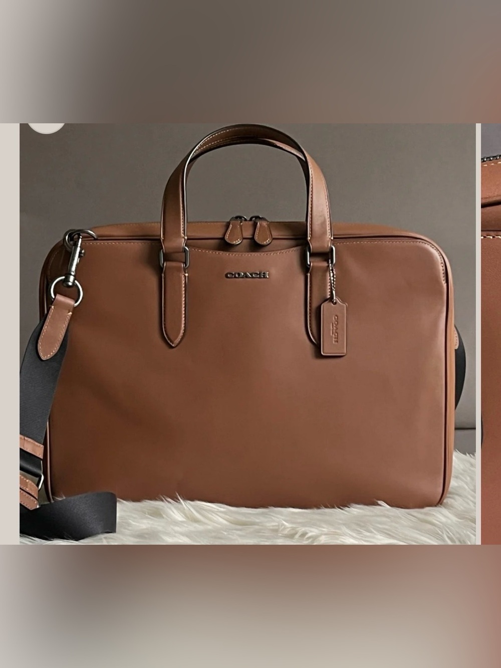 Coach Men's Leather Briefcase in Saddle Brown